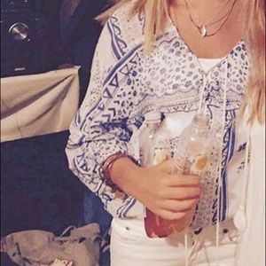 Free people white and blue top size Small